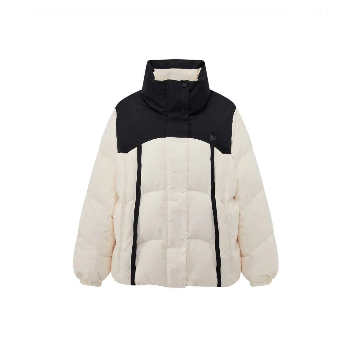 Women's Contrast Color Spliced Puffer Jacket sold by PEACEBIRD product image thumbnail 2