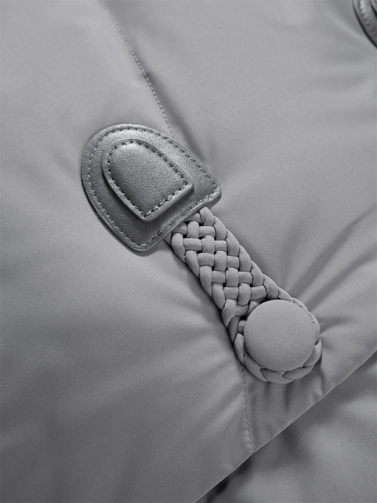 Women's Gray Extra Long Down Coat sold by PEACEBIRD product image thumbnail 5