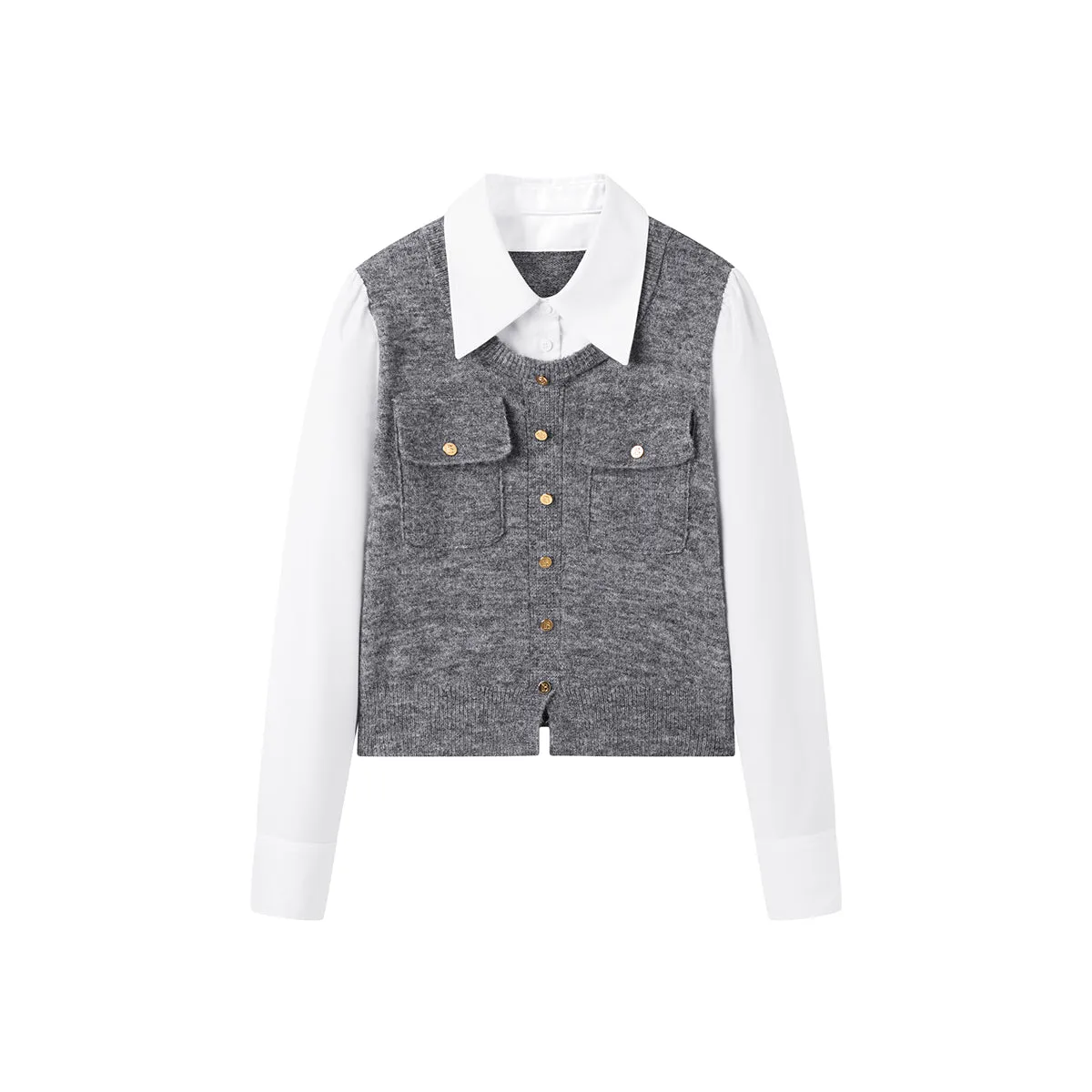 Women's 2-in-1 Spliced Shirt sold by PEACEBIRD