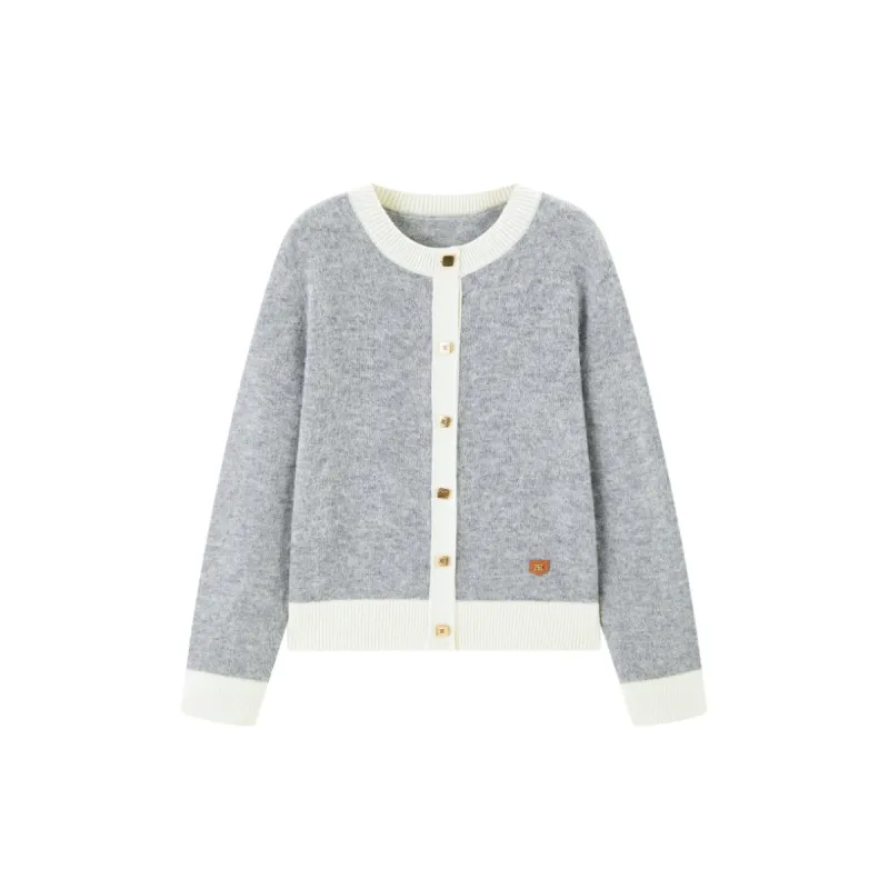Women's Knitted Cardigan with Contrast Trim sold by PEACEBIRD