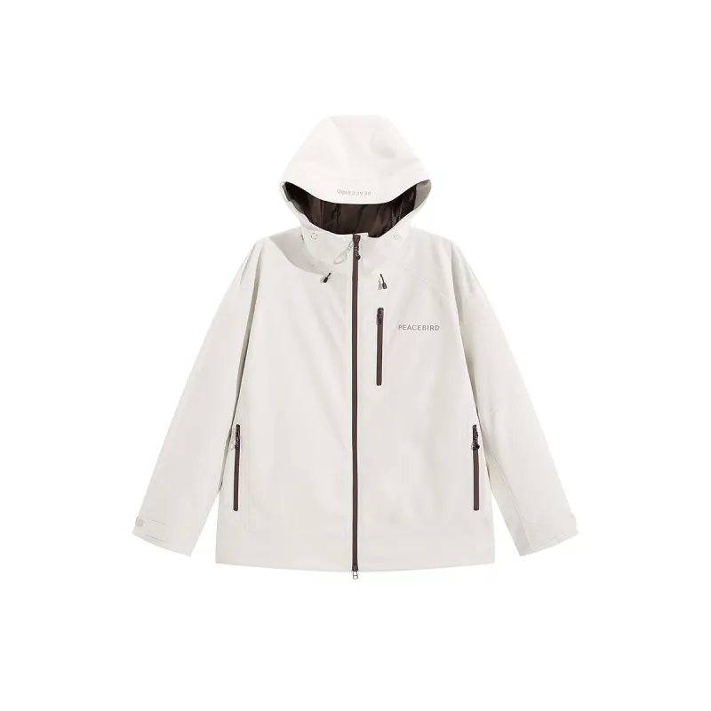 Men's White Hooded Shell Jacket sold by PEACEBIRD