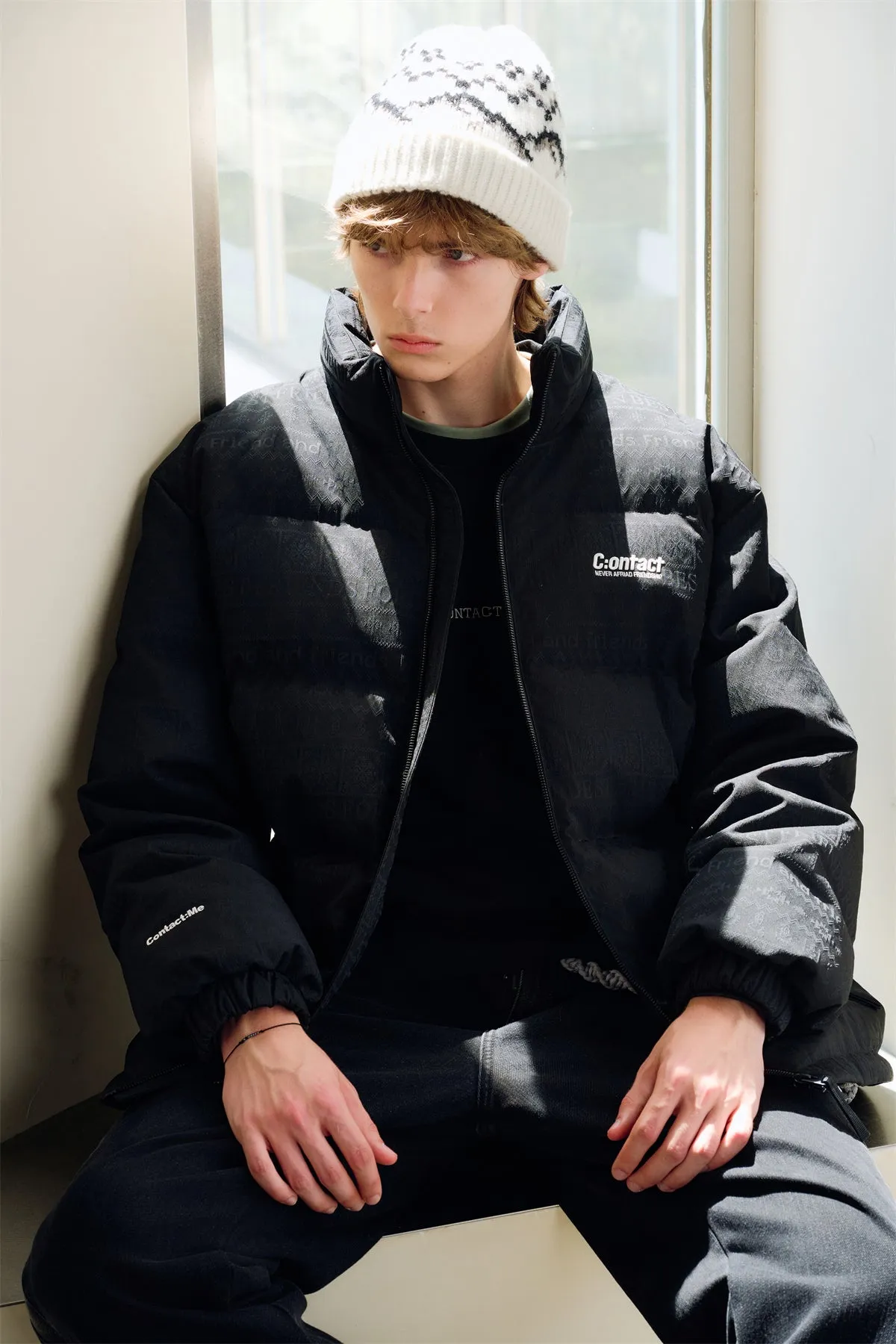 Men's Jacquard Puffer Jacket sold by PEACEBIRD product image thumbnail 2