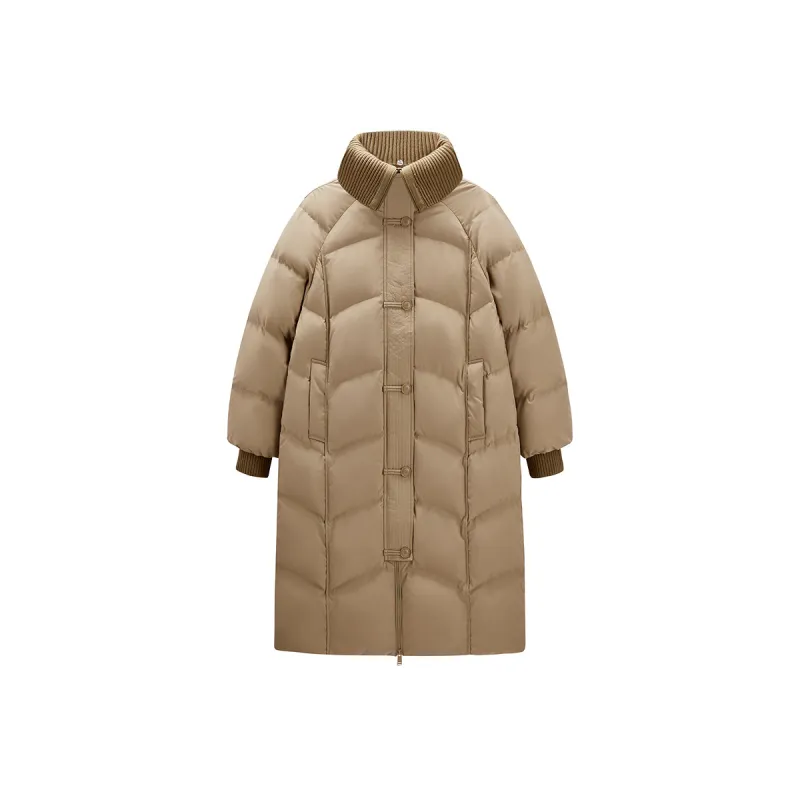 Women's Buckle Stand Collar Long Down Coat sold by PEACEBIRD
