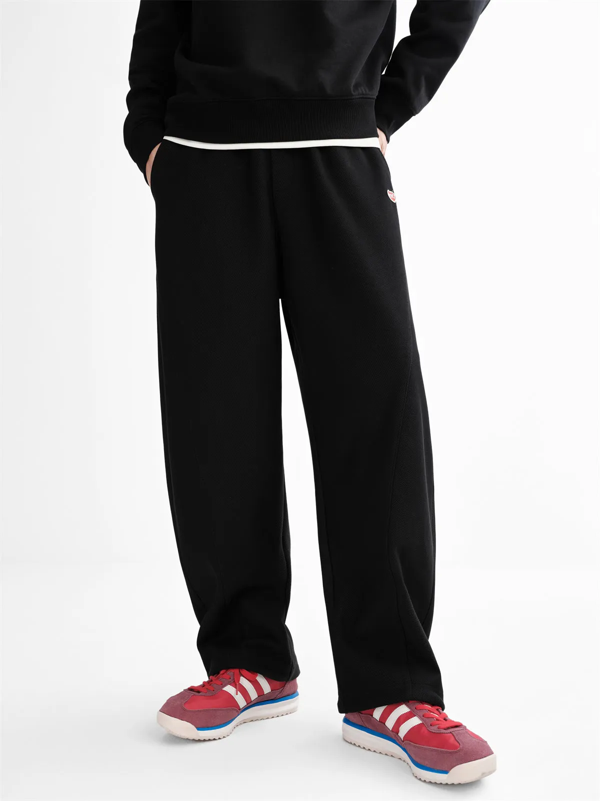 Men's Black Textured Wide Leg Pants sold by PEACEBIRD product image thumbnail 2