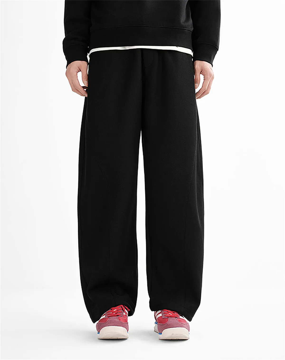 Men's Black Textured Wide Leg Pants sold by PEACEBIRD product image thumbnail 5