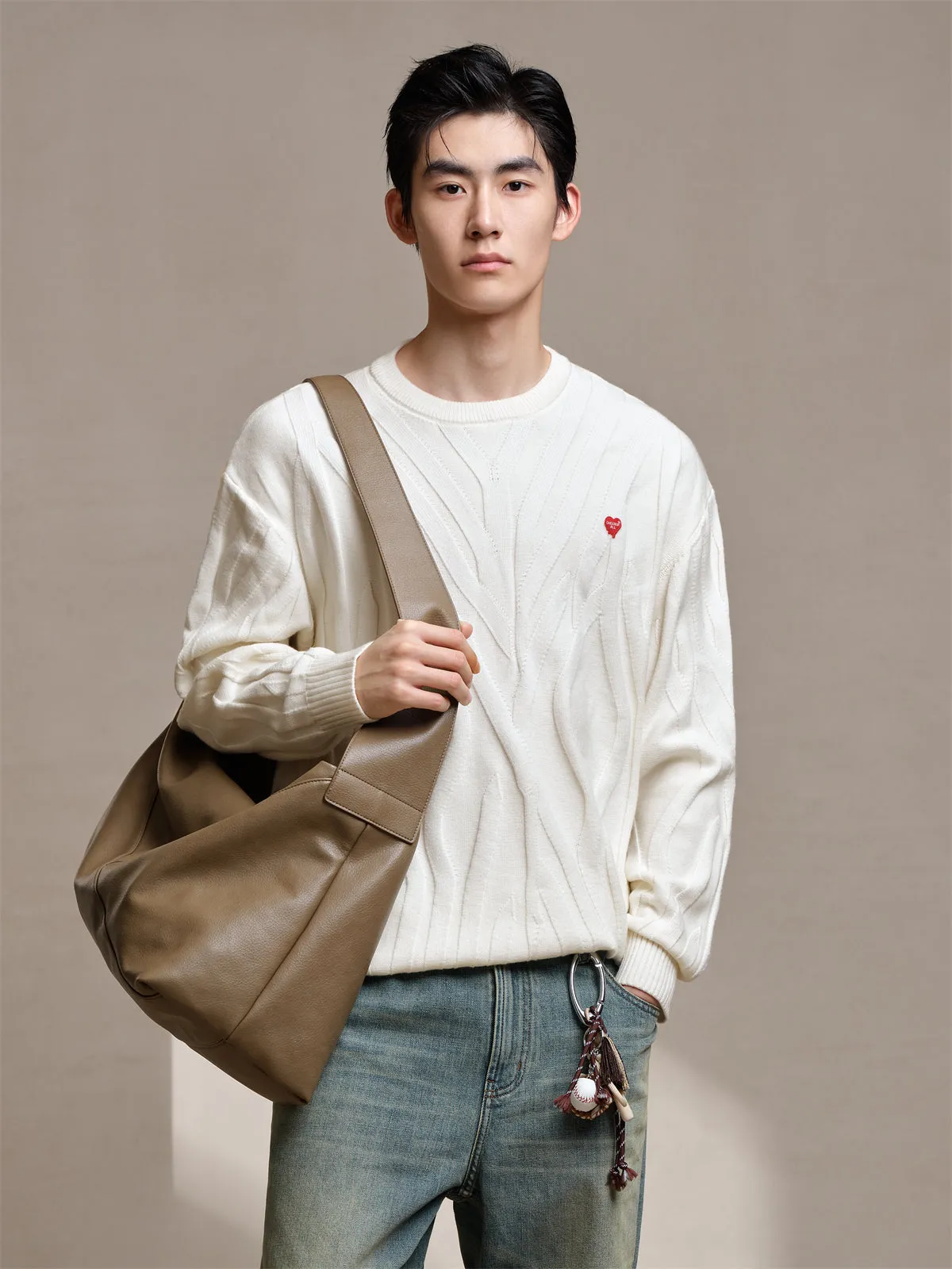 Men's Textured Jacquard Sweatshirt sold by PEACEBIRD product image thumbnail 2