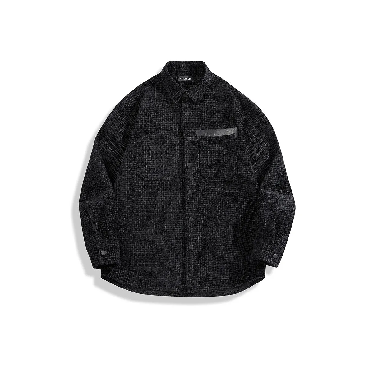 Men's Black Tweed Textured Shirt sold by PEACEBIRD