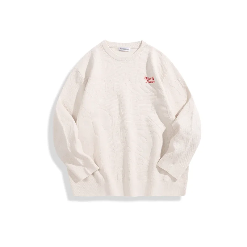 Men's Beige Pattern Jacquard Pullover sold by PEACEBIRD