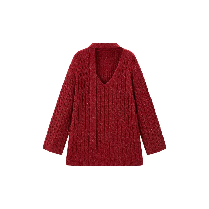 Women's Cable Knit Drop Shoulder Sweater sold by PEACEBIRD