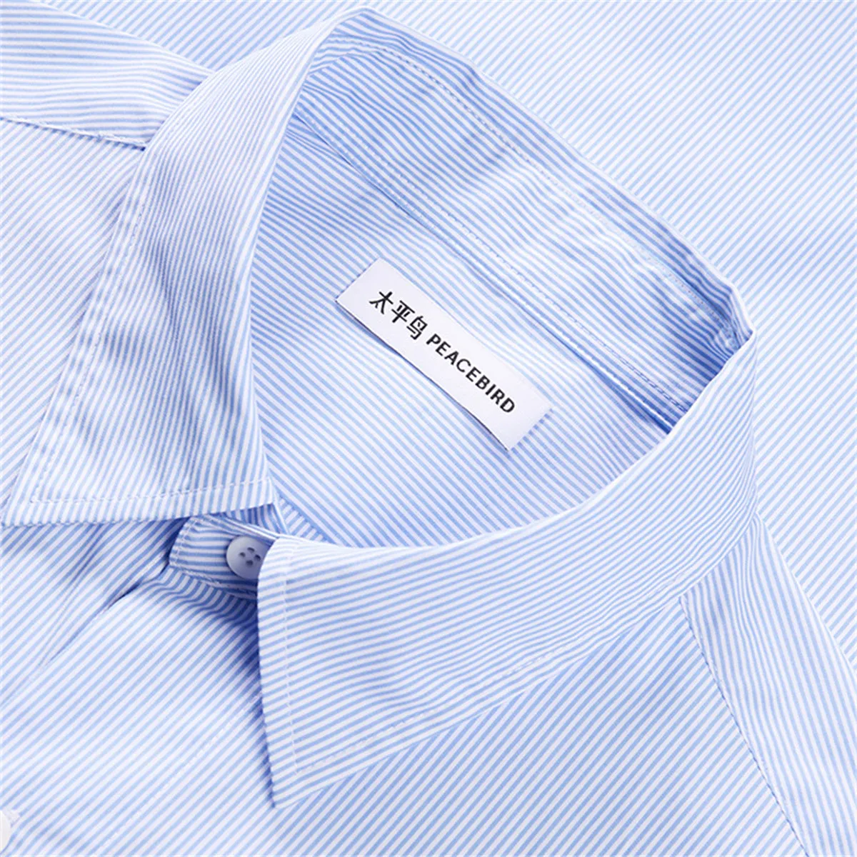 Men's Light Blue Striped Shirt sold by PEACEBIRD product image thumbnail 3