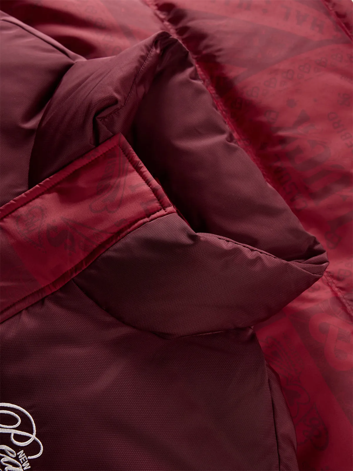 Men's Red Pattern Puffer Jacket sold by PEACEBIRD product image thumbnail 4