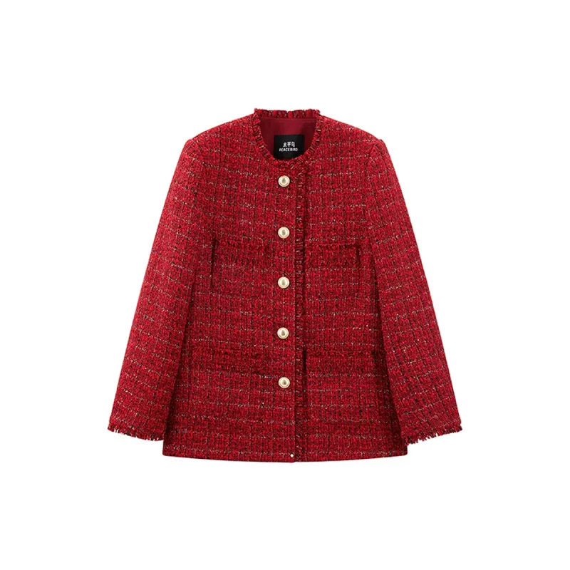 Women's Raw Edge Tweed Jacket sold by PEACEBIRD