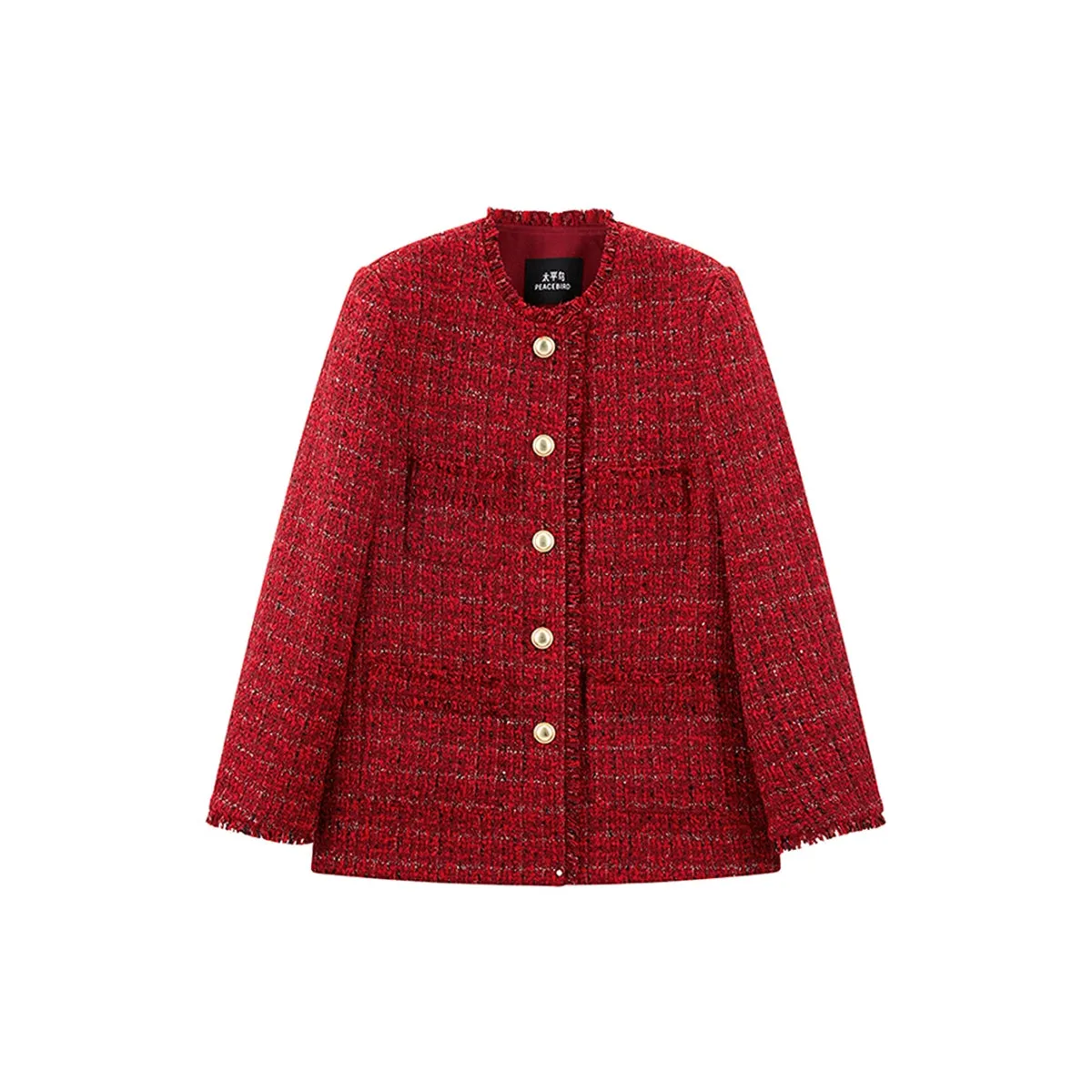 Women's Raw Edge Tweed Jacket sold by PEACEBIRD