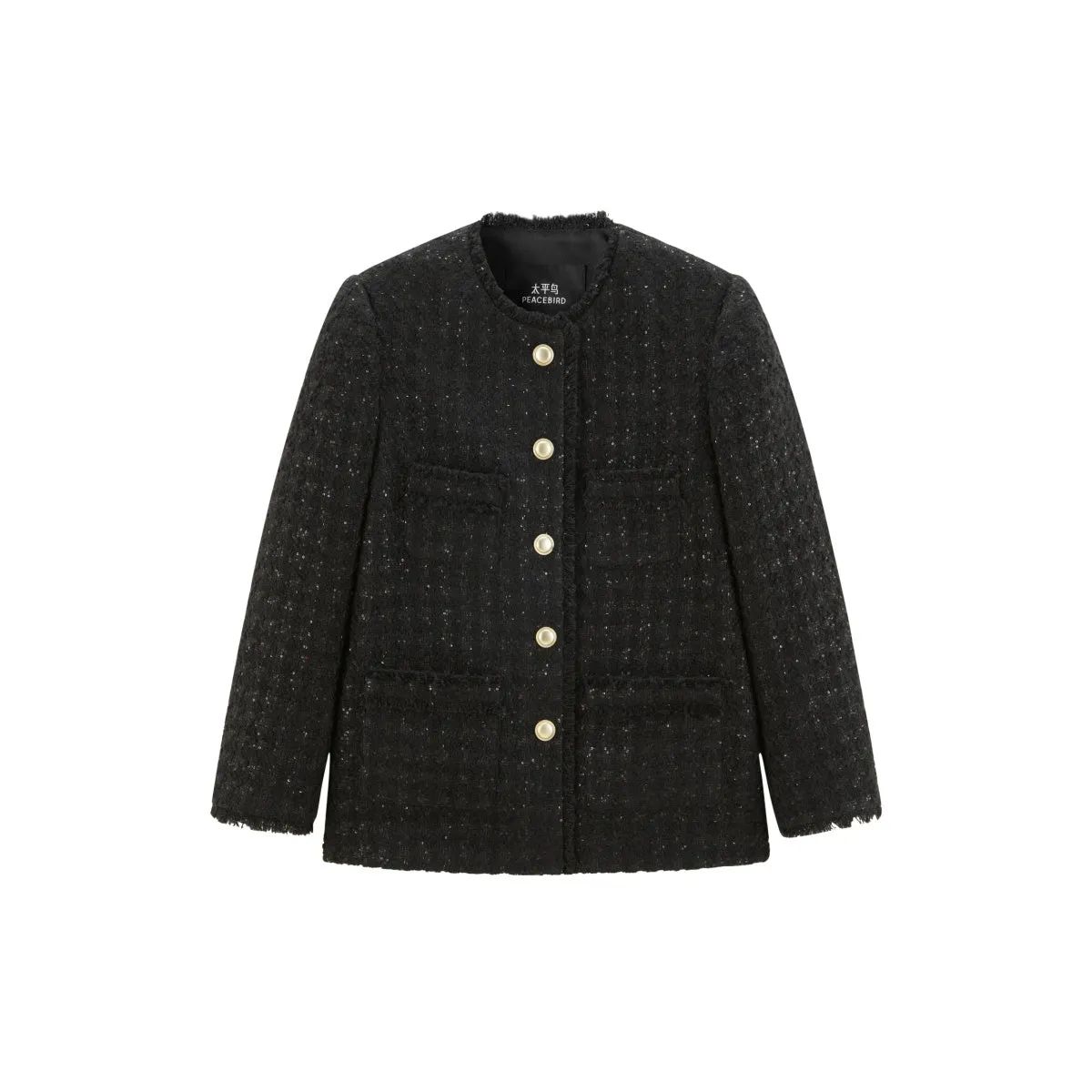 Women's Raw Edge Tweed Jacket sold by PEACEBIRD product image thumbnail 2