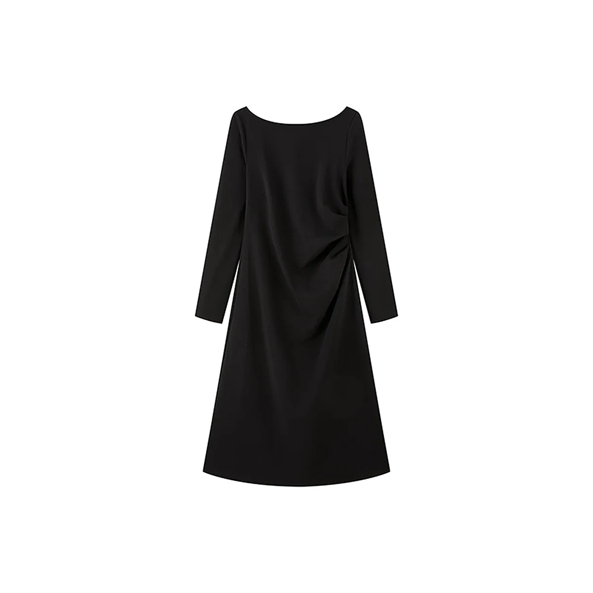 Women's Black Slash Neck Waist Dress sold by PEACEBIRD