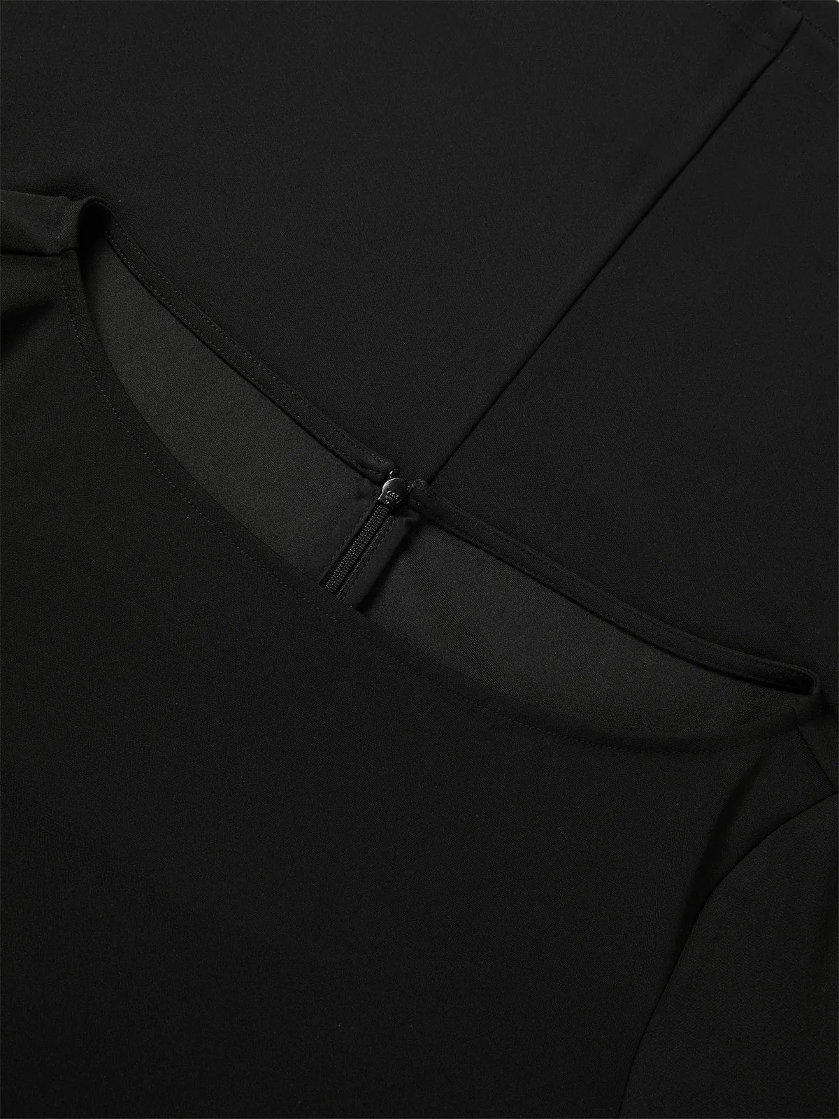 Women's Black Slash Neck Waist Dress sold by PEACEBIRD product image thumbnail 4