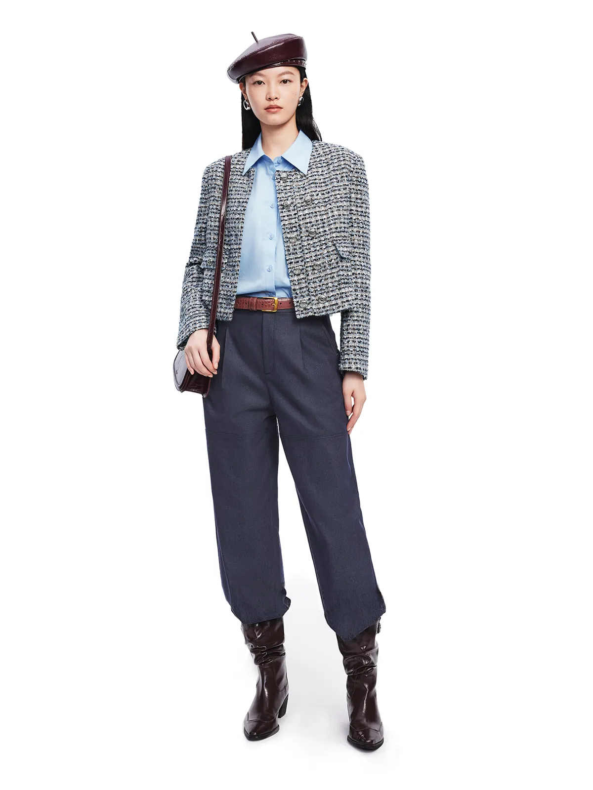 Women's Navy Blue Straight Pants sold by PEACEBIRD product image thumbnail 2