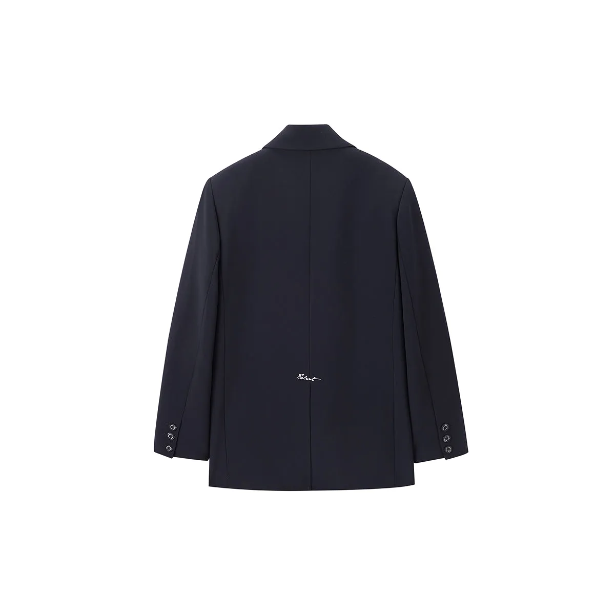 Women's Navy Blue Double-Breasted Blazer sold by PEACEBIRD product image thumbnail 3