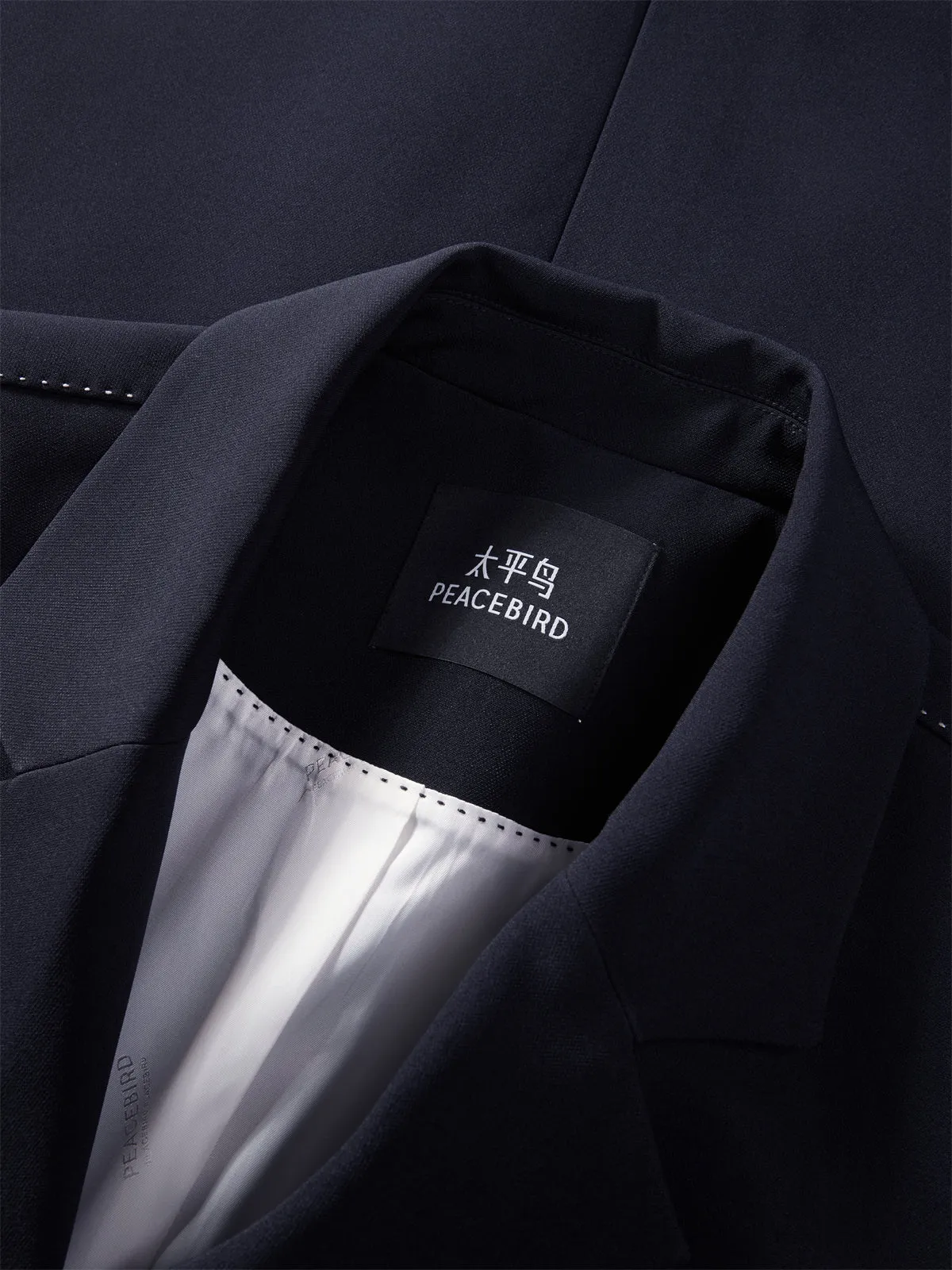 Women's Navy Blue Double-Breasted Blazer sold by PEACEBIRD product image thumbnail 4