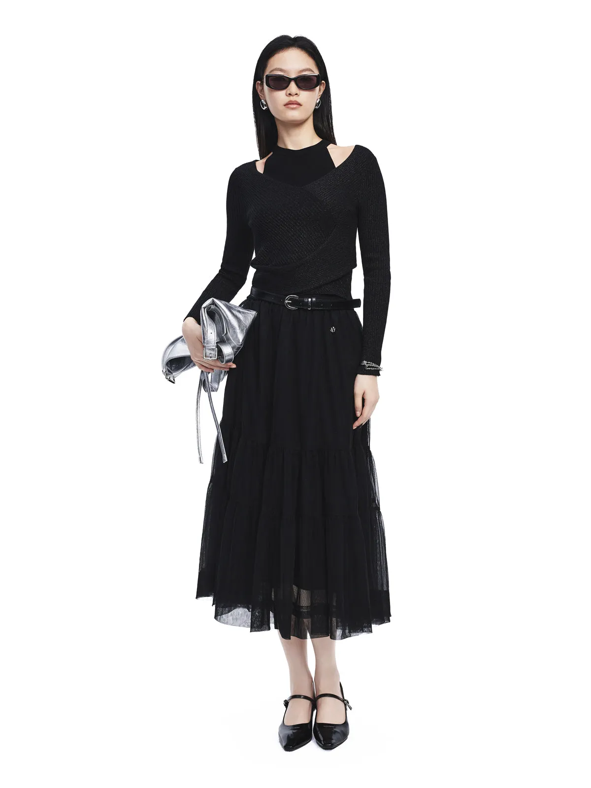 Women's Mesh A Line Skirt sold by PEACEBIRD product image thumbnail 2