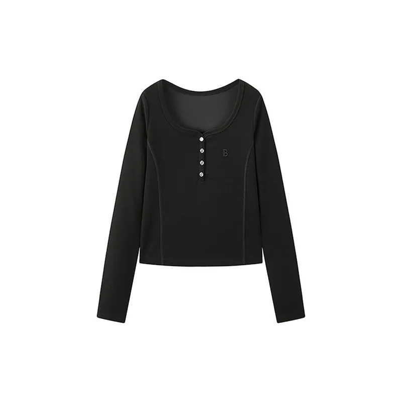 Women's U-Neck Slim Fit Long Sleeve Shirt sold by PEACEBIRD