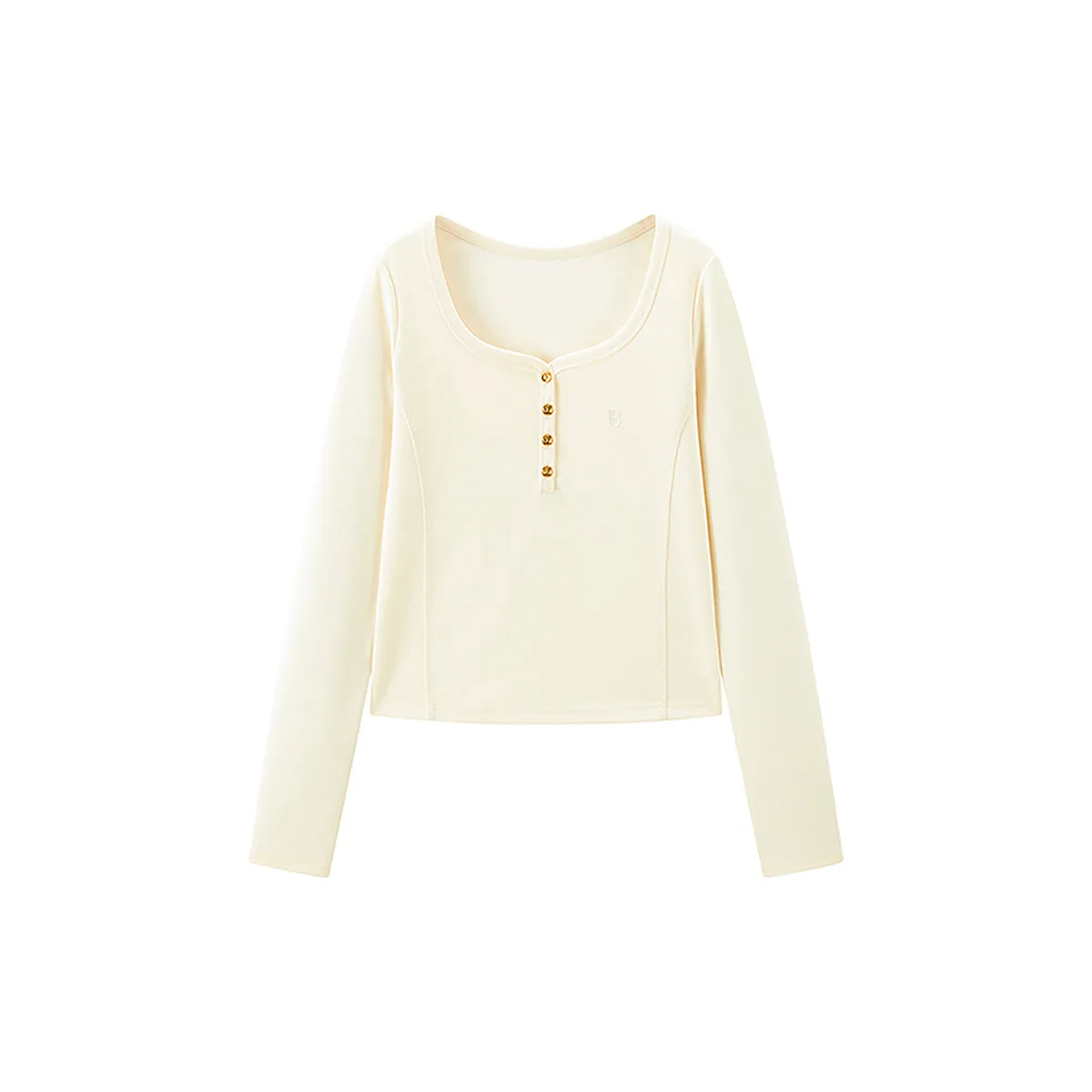 Women's U-Neck Slim Fit Long Sleeve Shirt sold by PEACEBIRD product image thumbnail 2