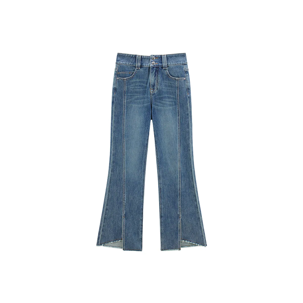 Women's High Waist Flared Pants With Raw Edge sold by PEACEBIRD