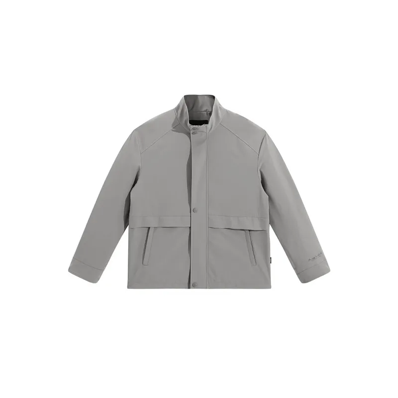 Men's Gray Green Spliced Stand Collar Jacket sold by PEACEBIRD
