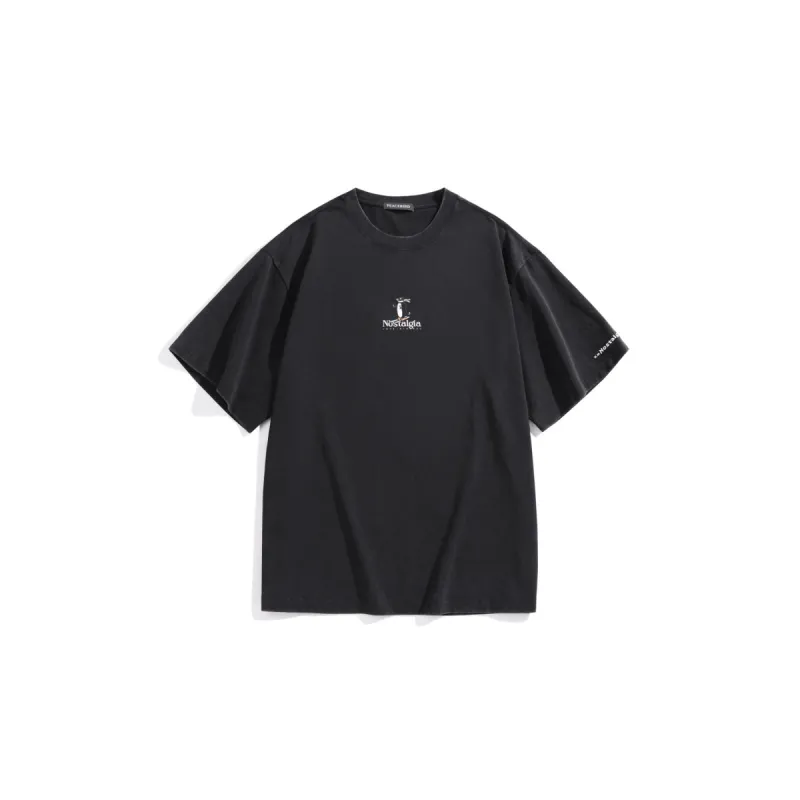Men's Washed Embroidered T-Shirt sold by PEACEBIRD