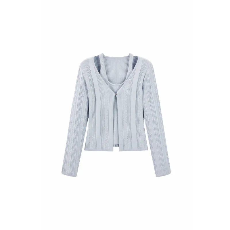 Women's Lurex Textured 2-in-1 Knitting Cardigan sold by PEACEBIRD