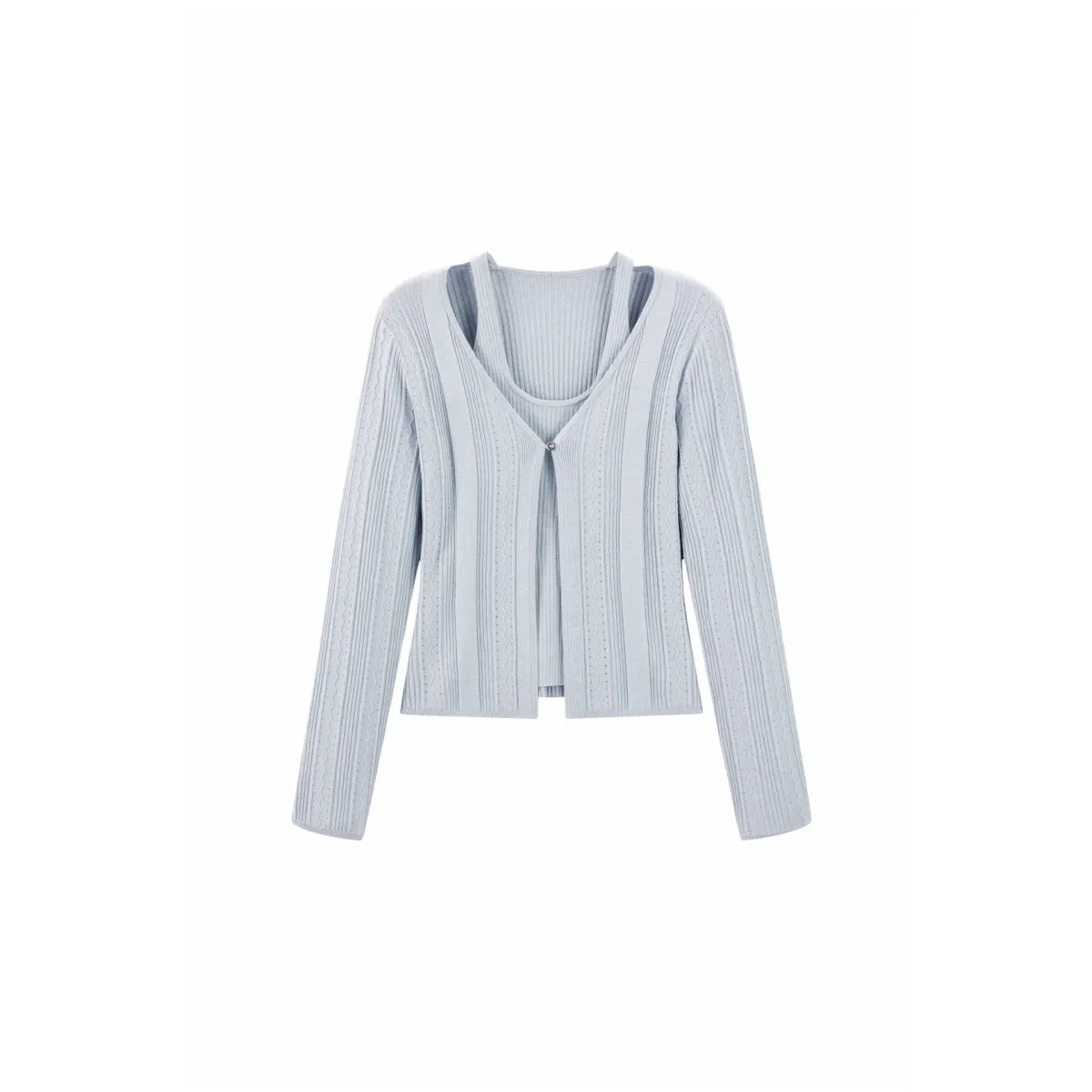 Women's Lurex Textured 2-in-1 Knitting Cardigan sold by PEACEBIRD