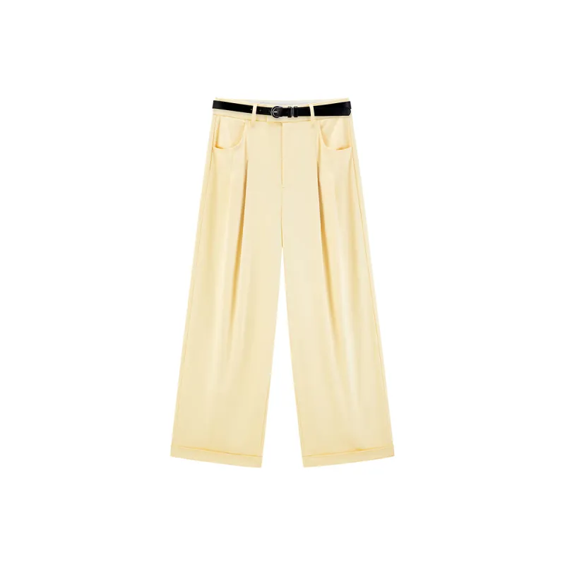 Women's Oveasized Straight Pants with Belt sold by PEACEBIRD