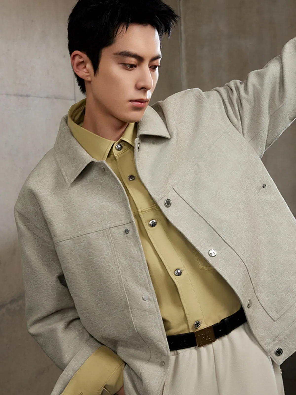 Men's Gray-Green Textured Jacquard Jacket sold by PEACEBIRD product image thumbnail 2