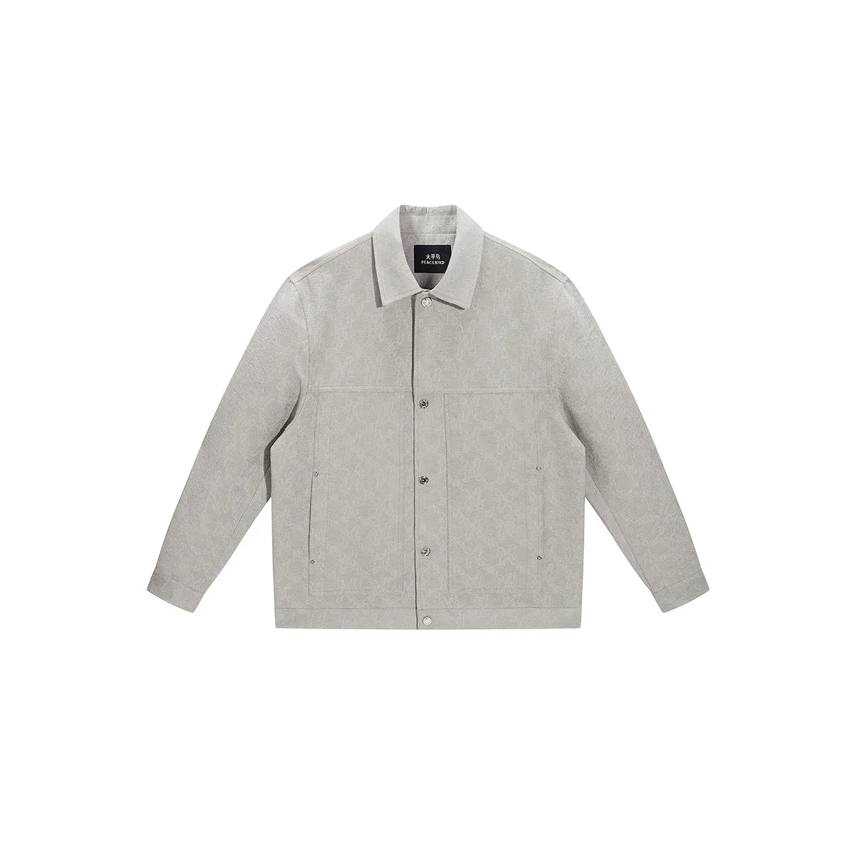 Men's Gray-Green Textured Jacquard Jacket sold by PEACEBIRD