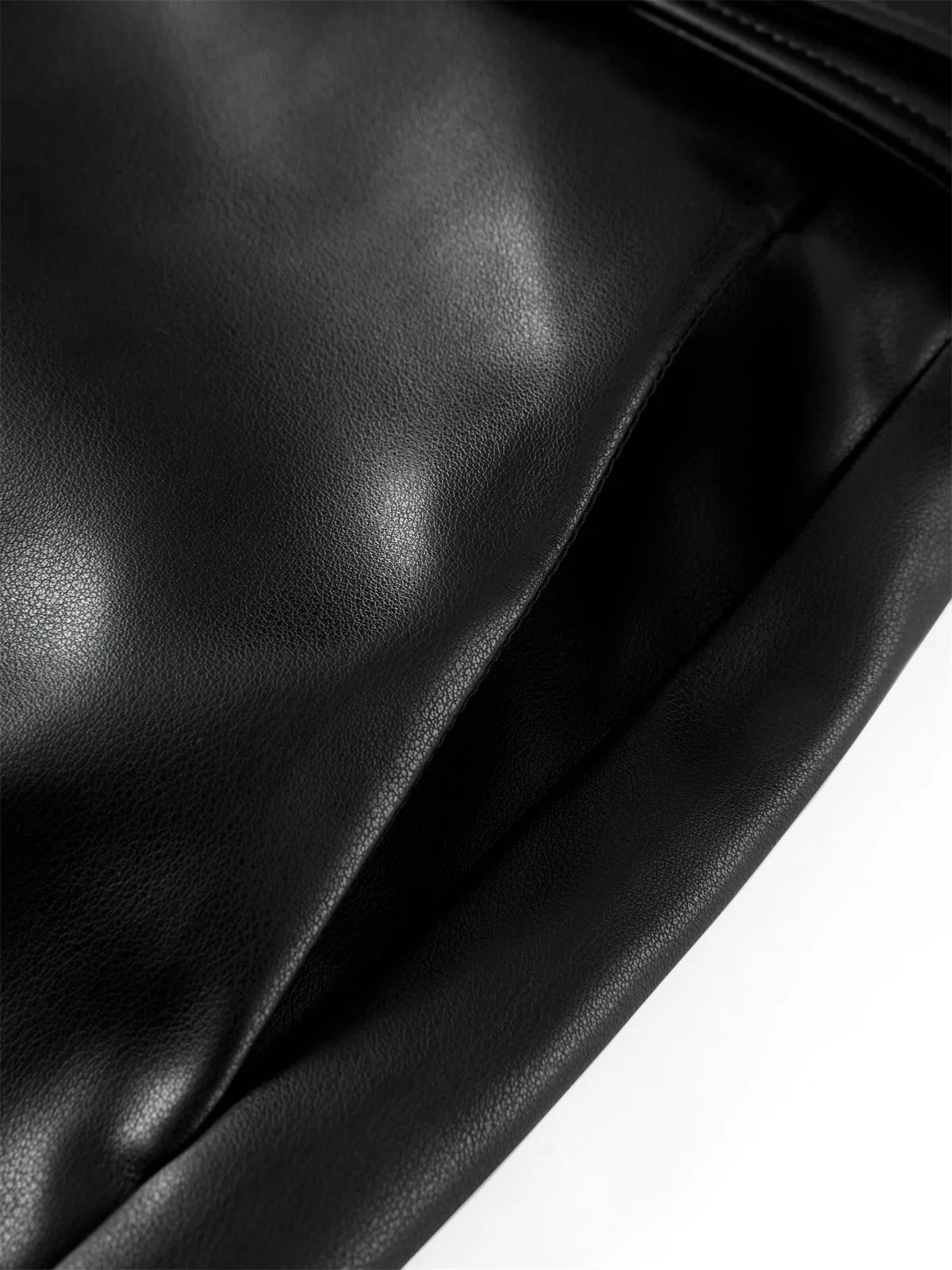 Women's High-Waist A-Line PU Skirt with Belt sold by PEACEBIRD product image thumbnail 5