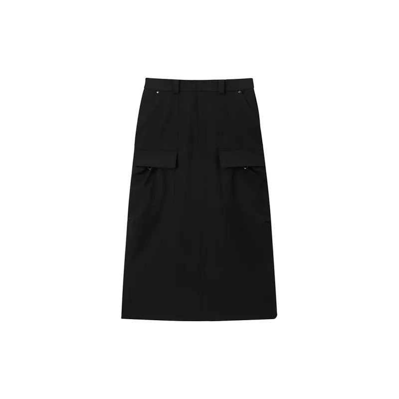 Women's High-Waist Midi Cargo Skirt sold by PEACEBIRD