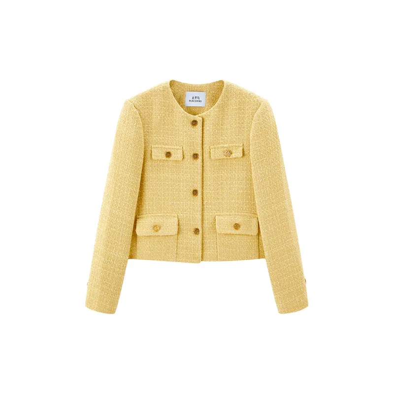 Women's Slim Fit Tweed Jacket sold by PEACEBIRD