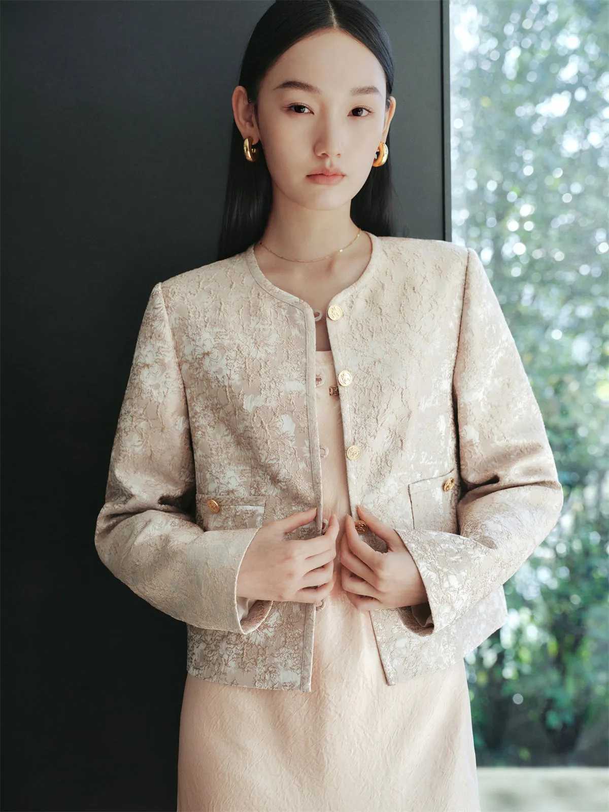 Women's Jacquard Fabric Jacket sold by PEACEBIRD product image thumbnail 2