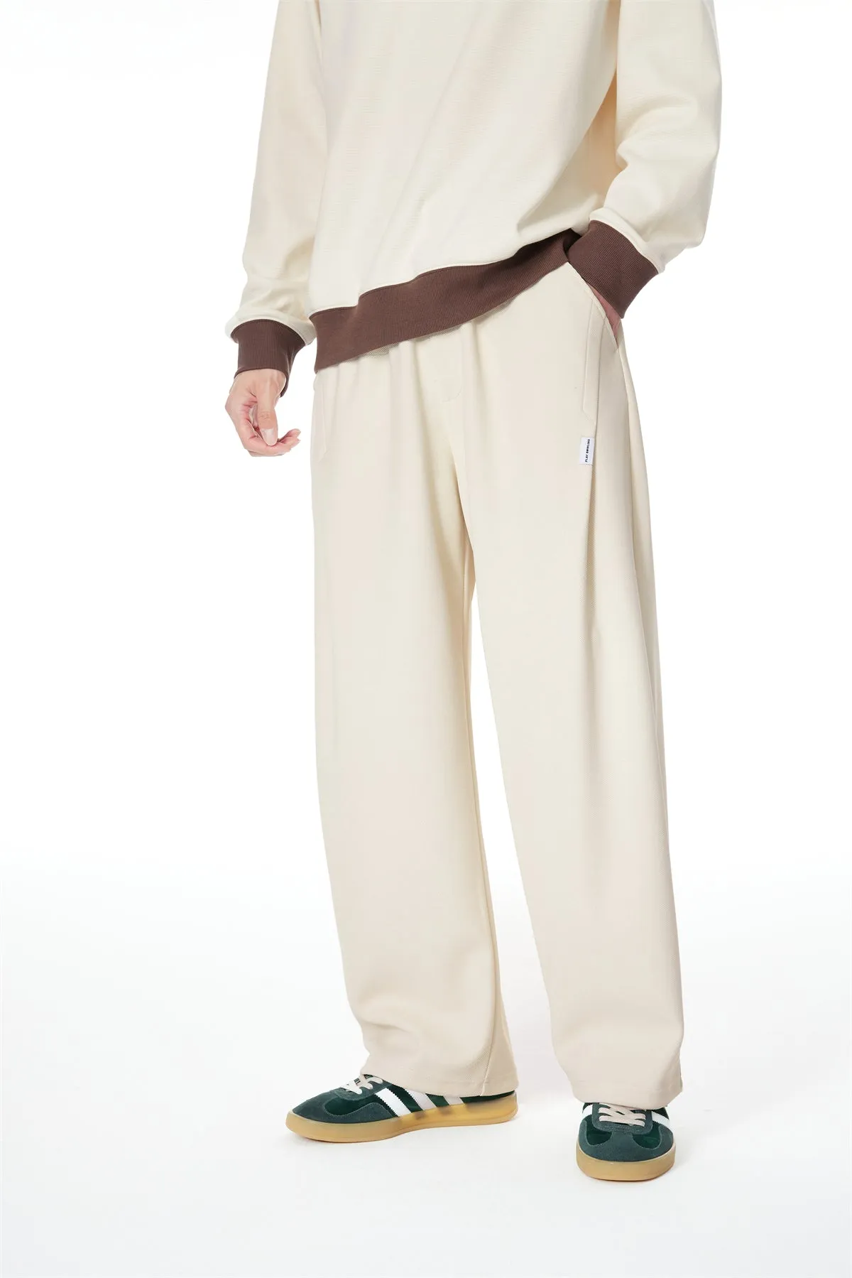 Men's Beige Straight-Leg Sweatpants sold by PEACEBIRD product image thumbnail 2