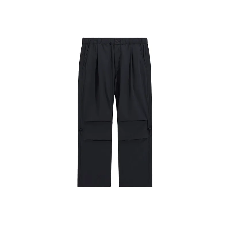 Men's Black Outdoor Pleated Straight Pants sold by PEACEBIRD