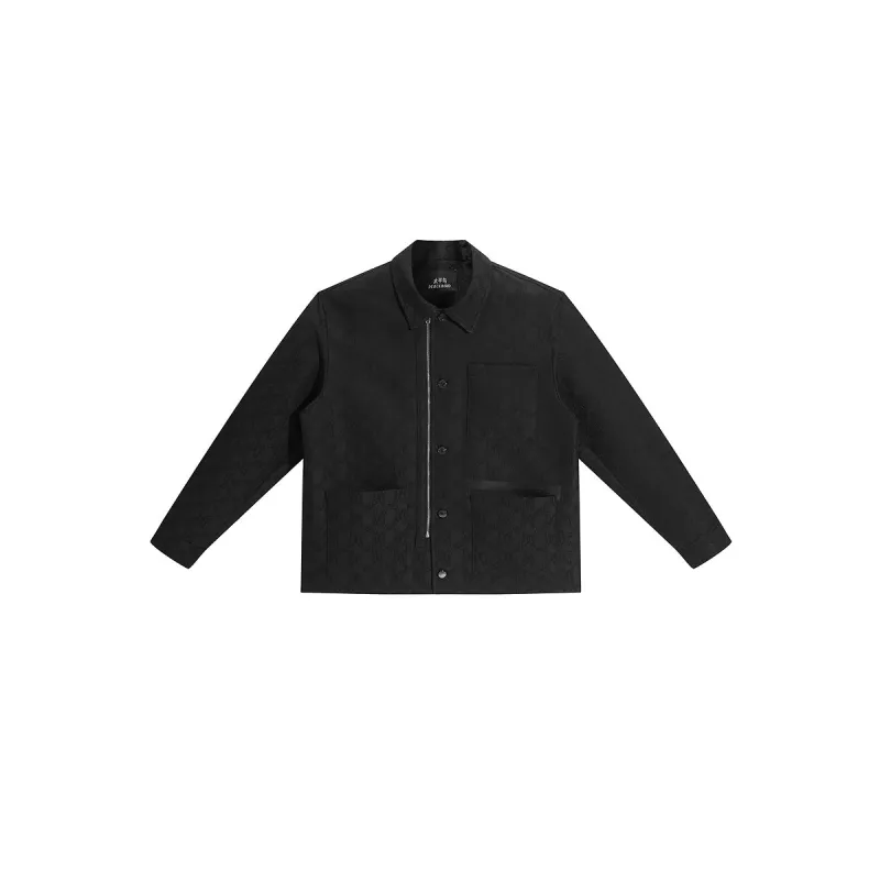 Men's Letter Jacquard Turn-Down Collar Jacket sold by PEACEBIRD