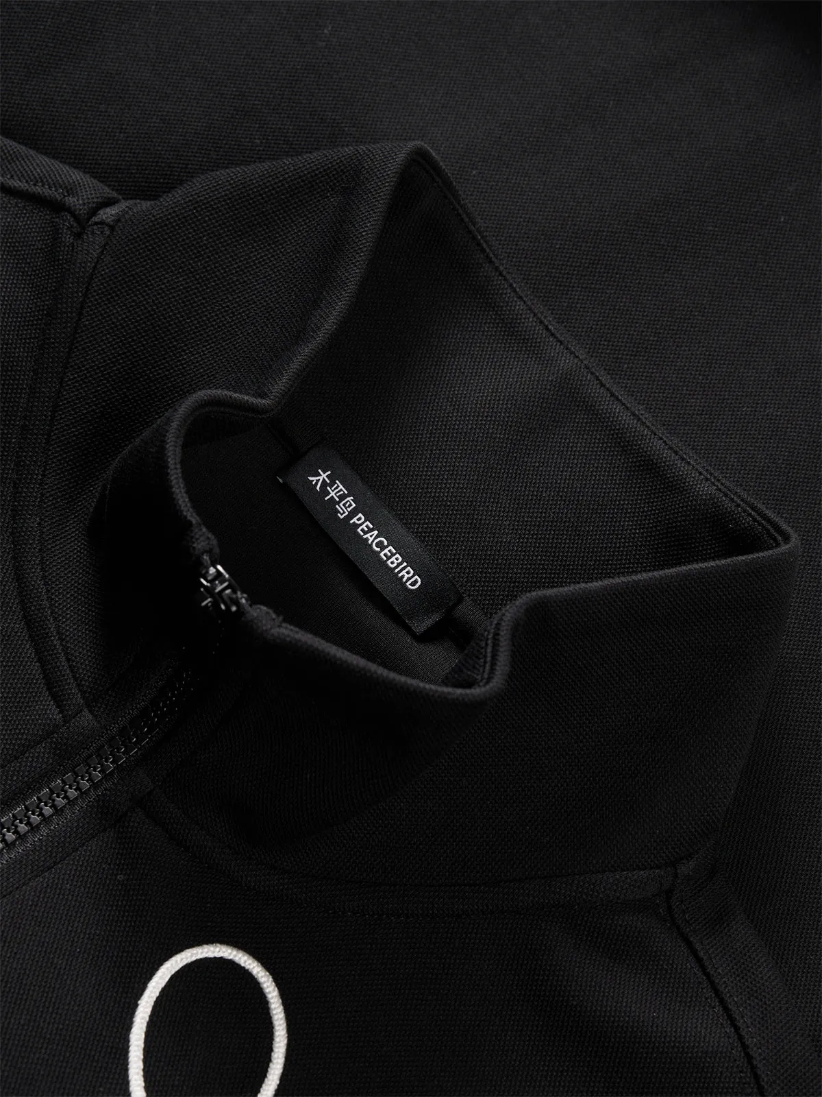 Men's Contrast Embroidered Stand Collar Jacket sold by PEACEBIRD product image thumbnail 4