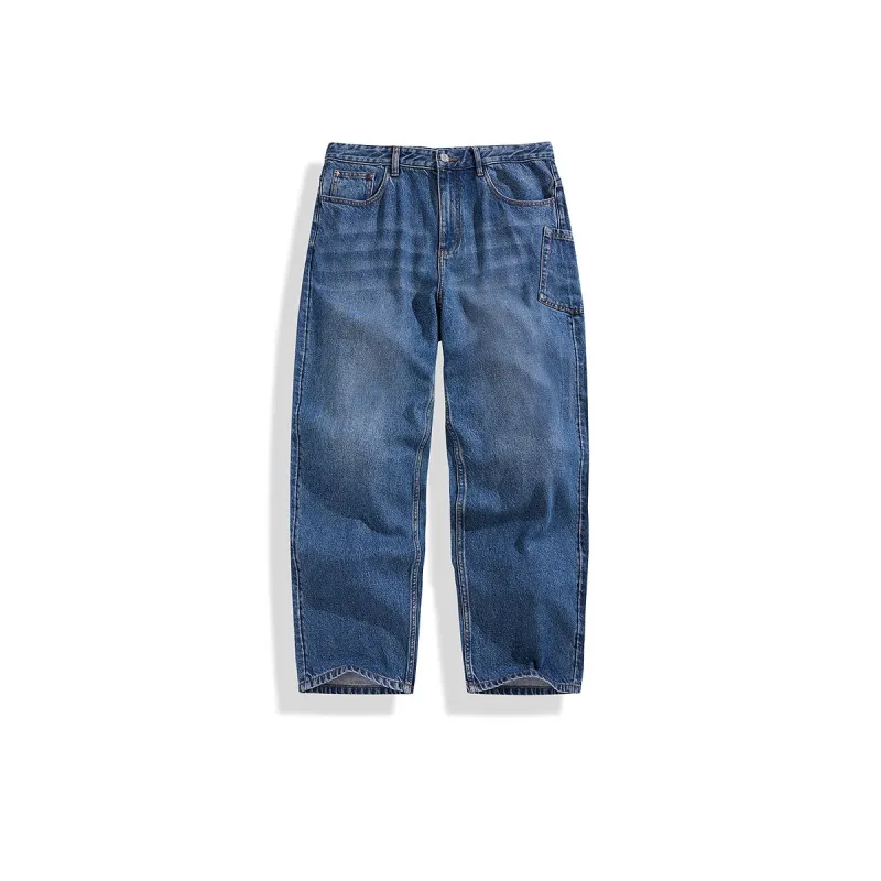 Men's Lyocell Straight-Leg Washed Jeans made by PEACEBIRD