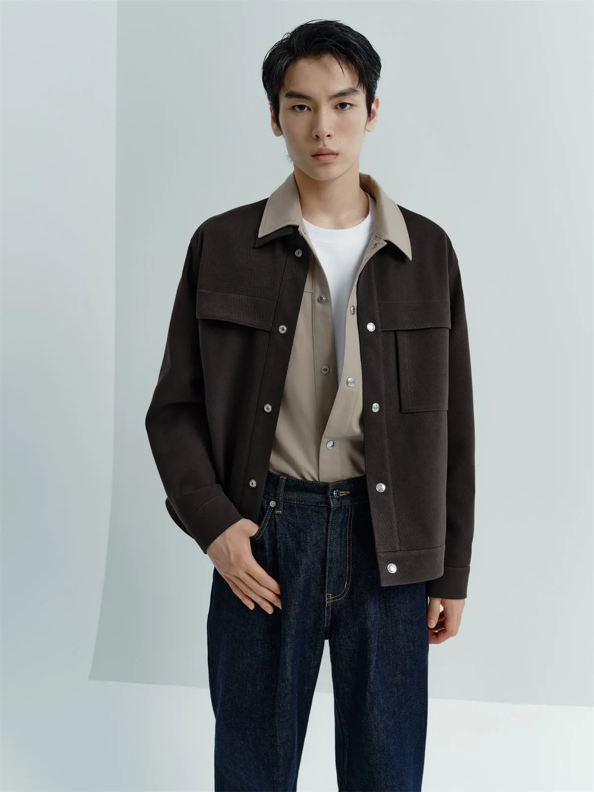 Men's Brown Textured Business Jacket sold by PEACEBIRD product image thumbnail 2