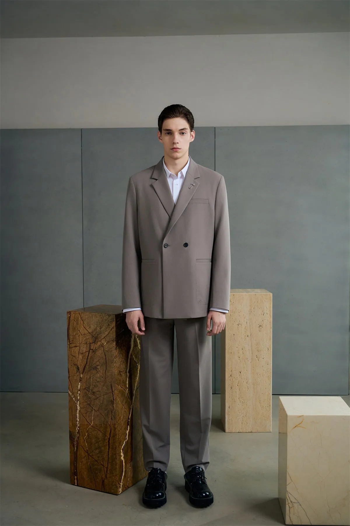 Men's Double-Breasted Jacquard Business Suit sold by PEACEBIRD product image thumbnail 2