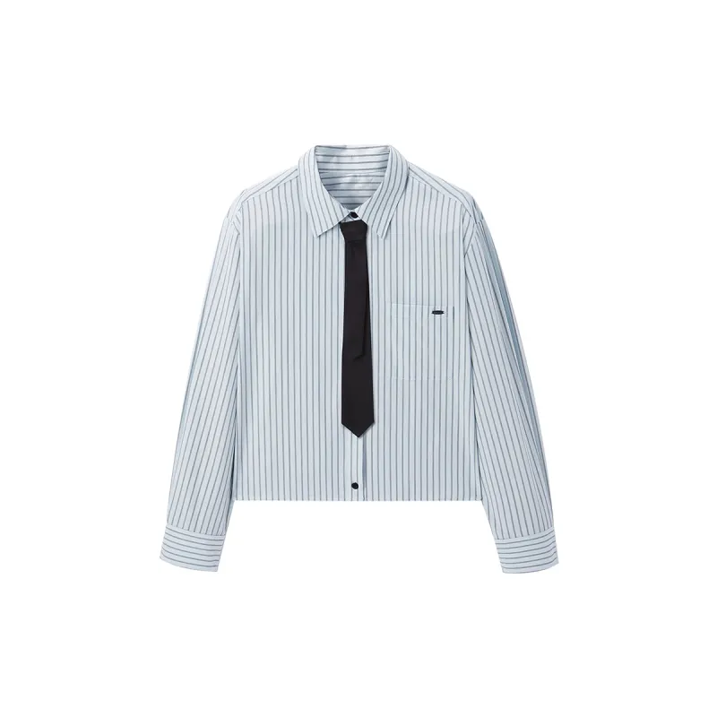 Women's Striped Shirt with Detachable Tie sold by PEACEBIRD