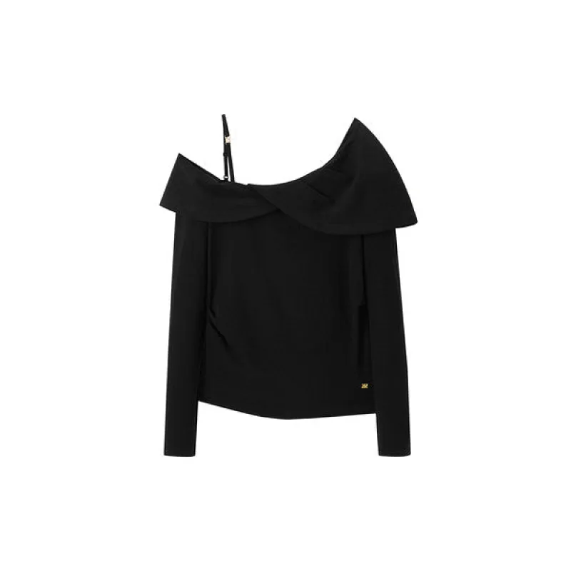Women's One-Shoulder Asymmetrical Long-Sleeve T-Shirt sold by PEACEBIRD