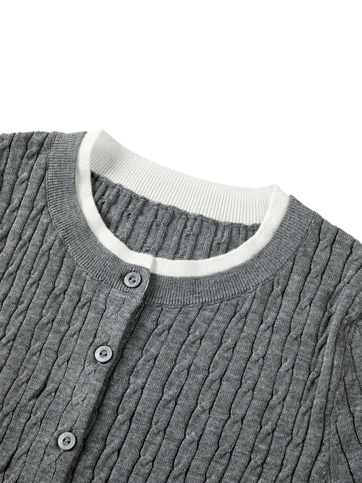 Women's Cable-Knit Faux Two-Piece Cardigan sold by PEACEBIRD product image thumbnail 4