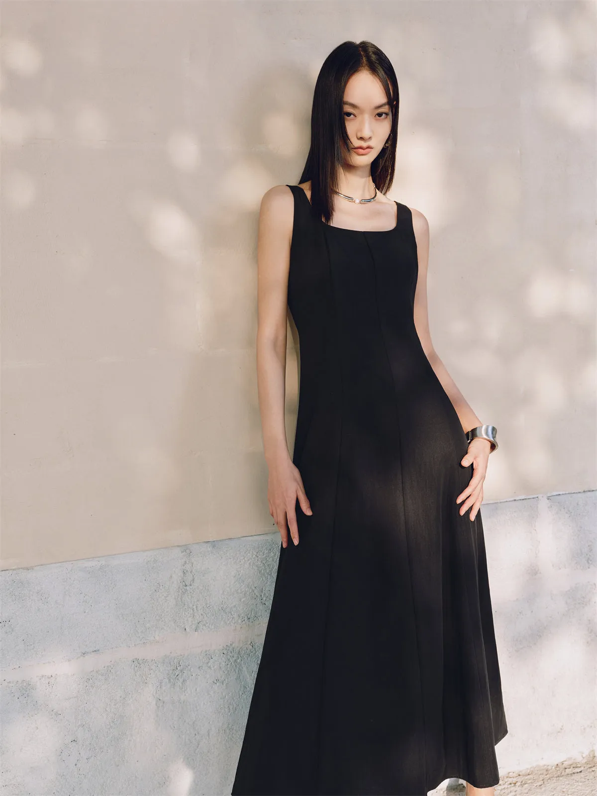 Women's Textured Square-Neck A-Line Sleeveless Dress sold by PEACEBIRD product image thumbnail 5