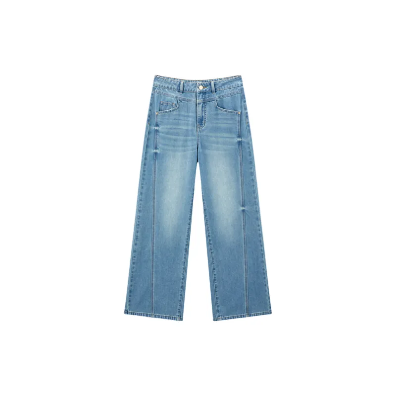 Women's Cooling High-Waist Straight-Leg Jeans sold by PEACEBIRD